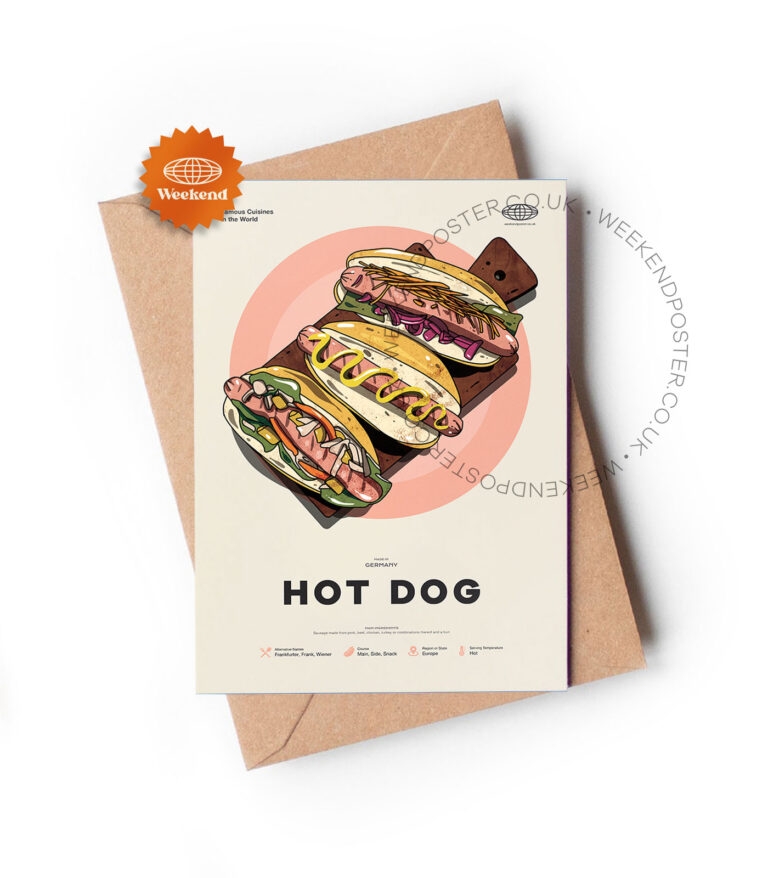 Mid-century modern Hot Dog recipe greeting card