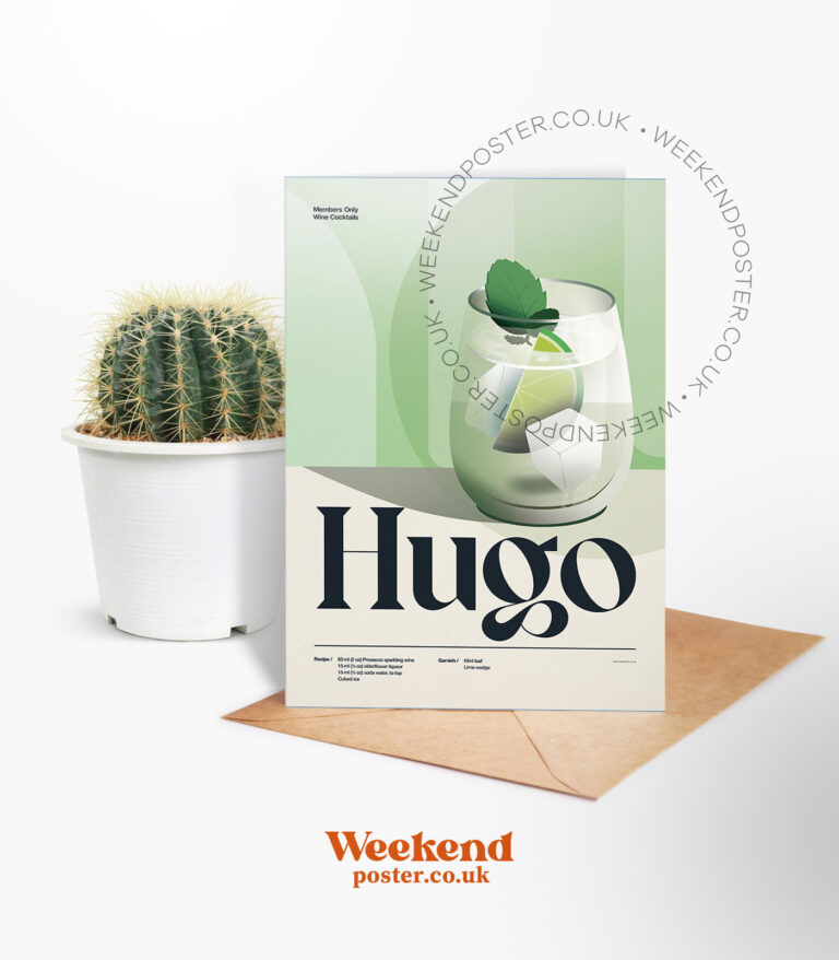 Mid-century retro Hugo Cocktail greeting card