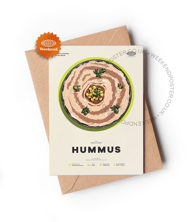 Mid-century modern Hummus recipe greeting card