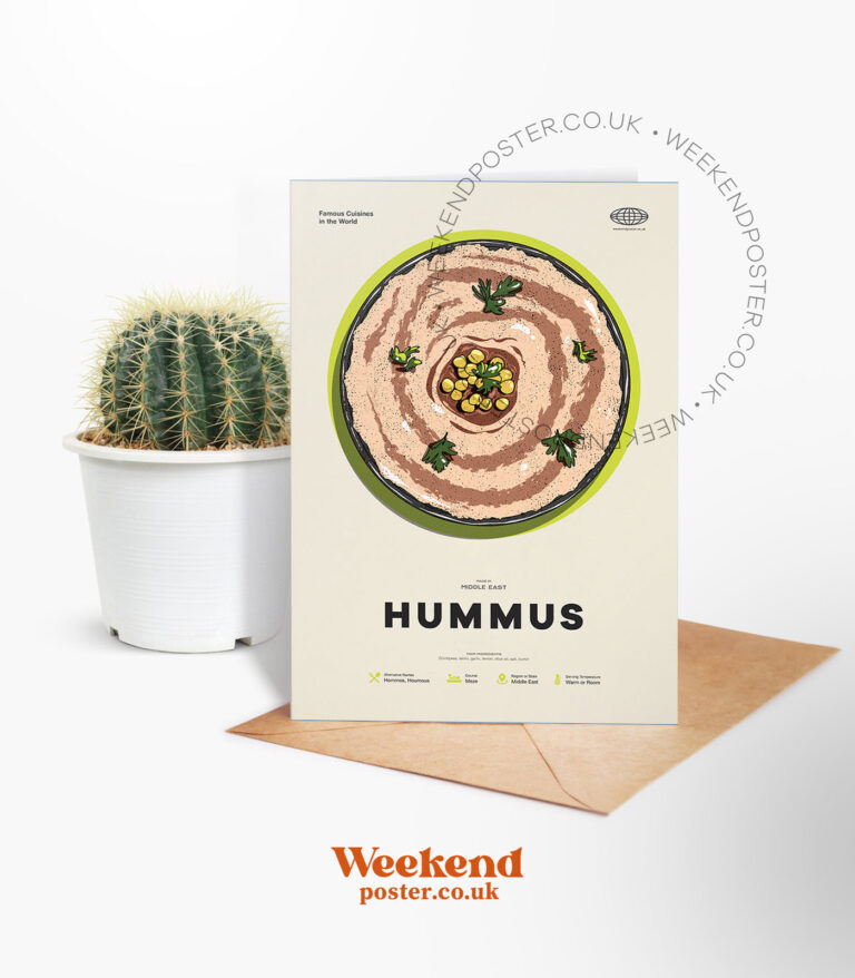 Mid-century modern Hummus recipe greeting card