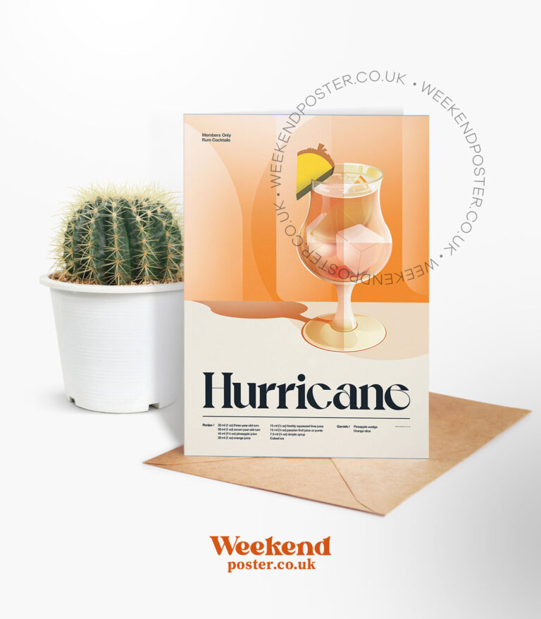 Mid-century retro Hurricane Cocktail greeting card