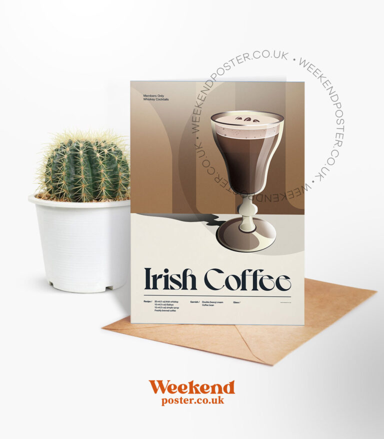 Mid-century retro Irish Coffee Cocktail greeting card
