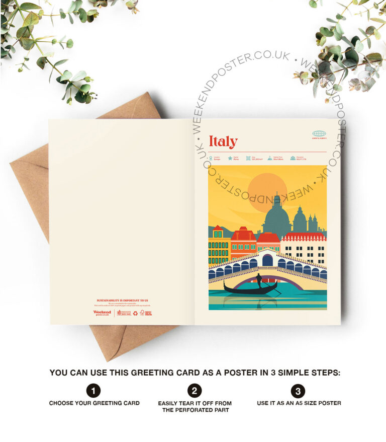 Mid-century modern Italy retro travel greeting card