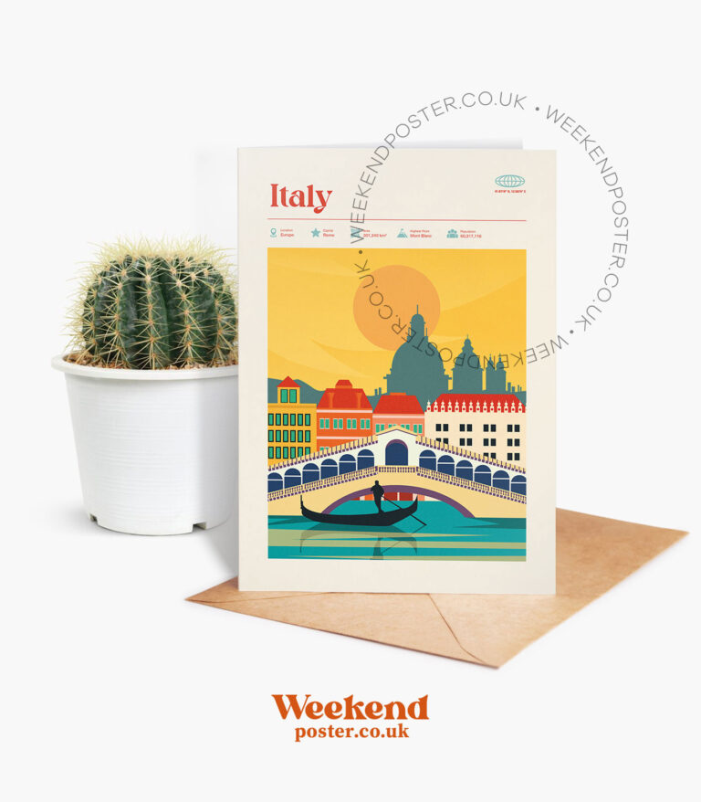 Mid-century modern Italy retro travel greeting card