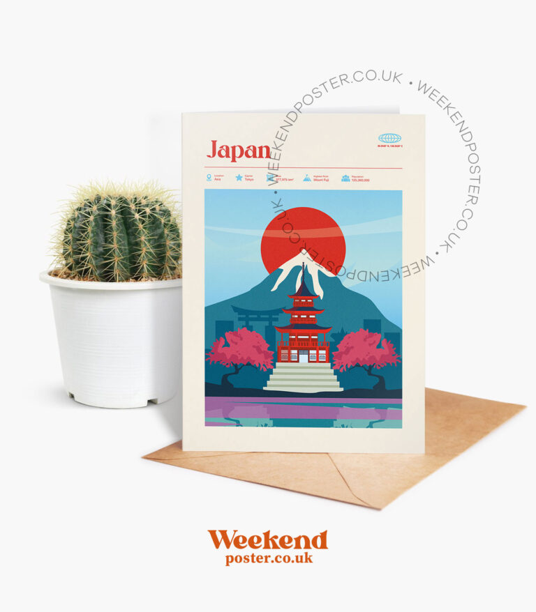 Mid-century modern Japan retro travel greeting card