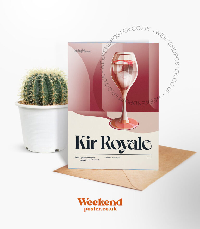 Mid-century retro Kir Royale Cocktail greeting card