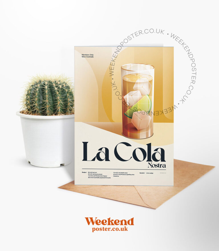 Mid-century retro La Cola Nostra Cocktail greeting card