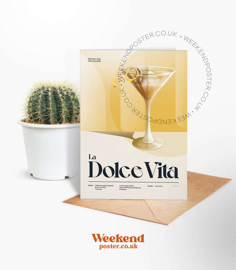 Mid-century retro La Dolce Vita Cocktail greeting card