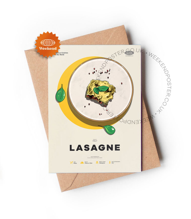 Mid-century modern Lasagne recipe greeting card