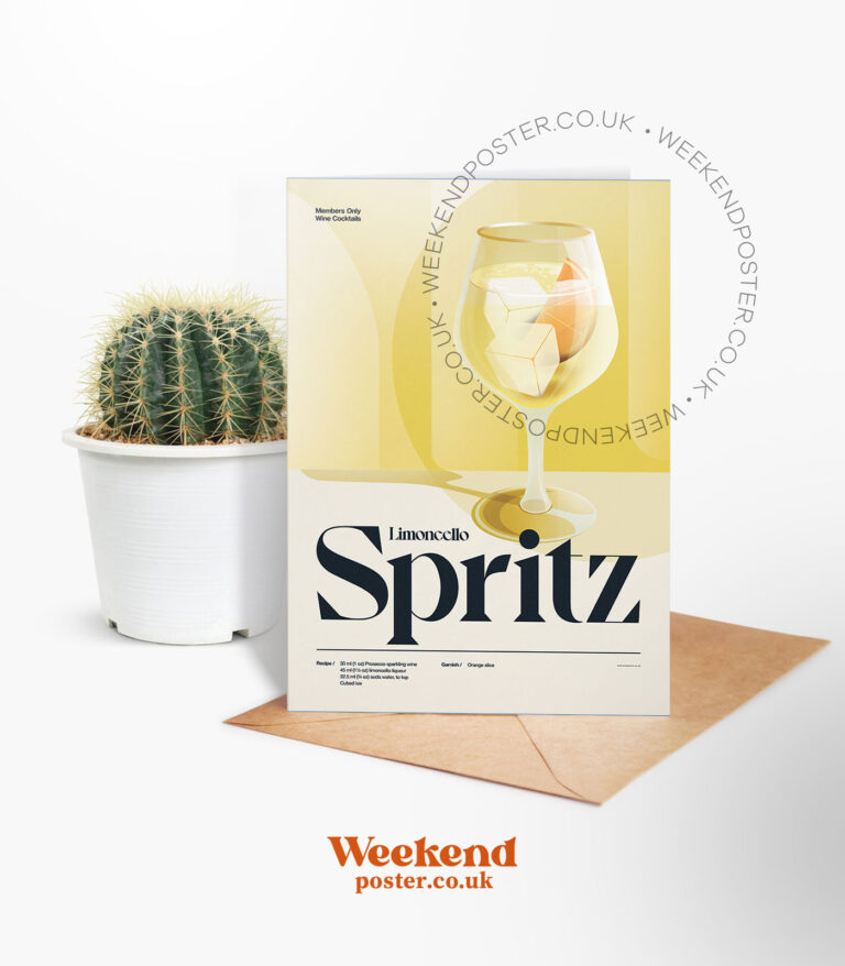 Mid-century retro Limoncello Spritz Cocktail greeting card
