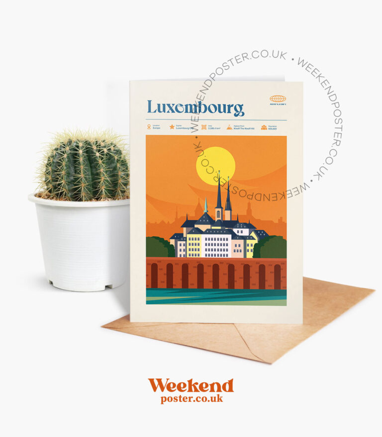 Mid-century modern Luxembourg retro travel greeting card