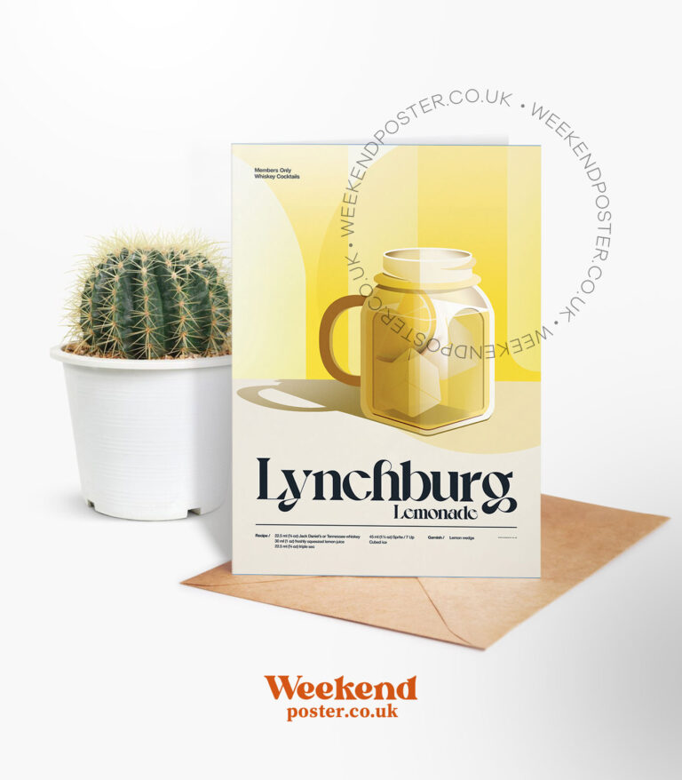 Mid-century retro Lynchburg Lemonade Cocktail greeting card