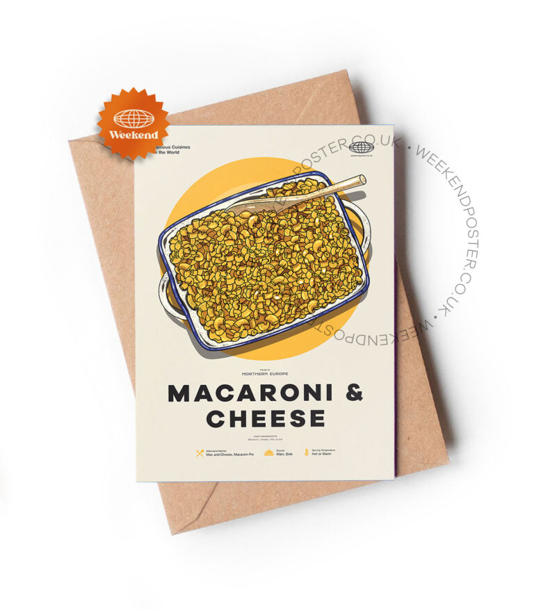 Mid-century modern Macaroni Cheese recipe greeting card