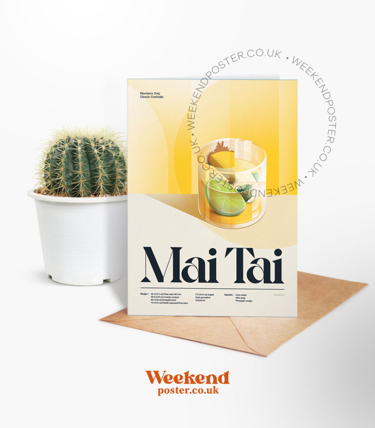 Mid-century retro Mai Tai Cocktail greeting card