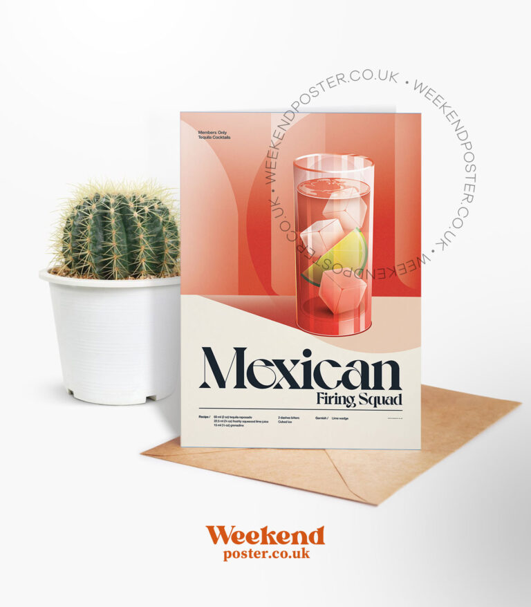 Mid-century retro Mexican Firing Squad Cocktail greeting card