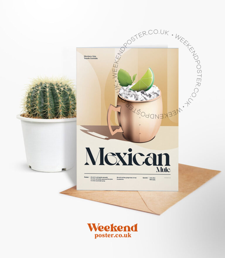 Mid-century retro Mexican Mule Cocktail greeting card