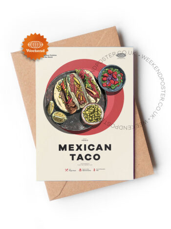 Mid-century modern Mexican Taco recipe greeting card