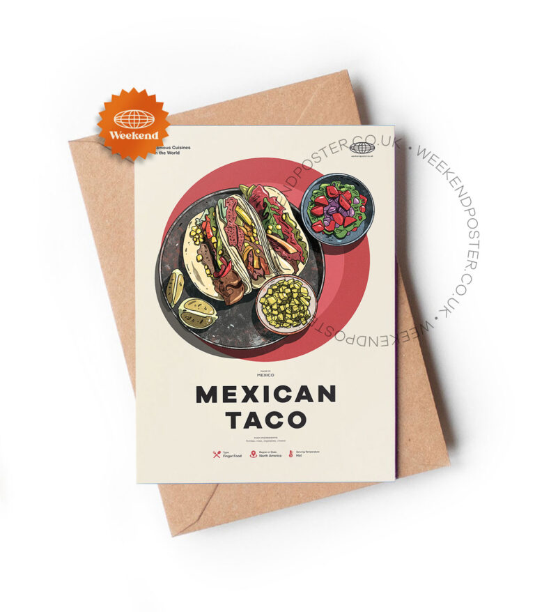 Mid-century modern Mexican Taco recipe greeting card