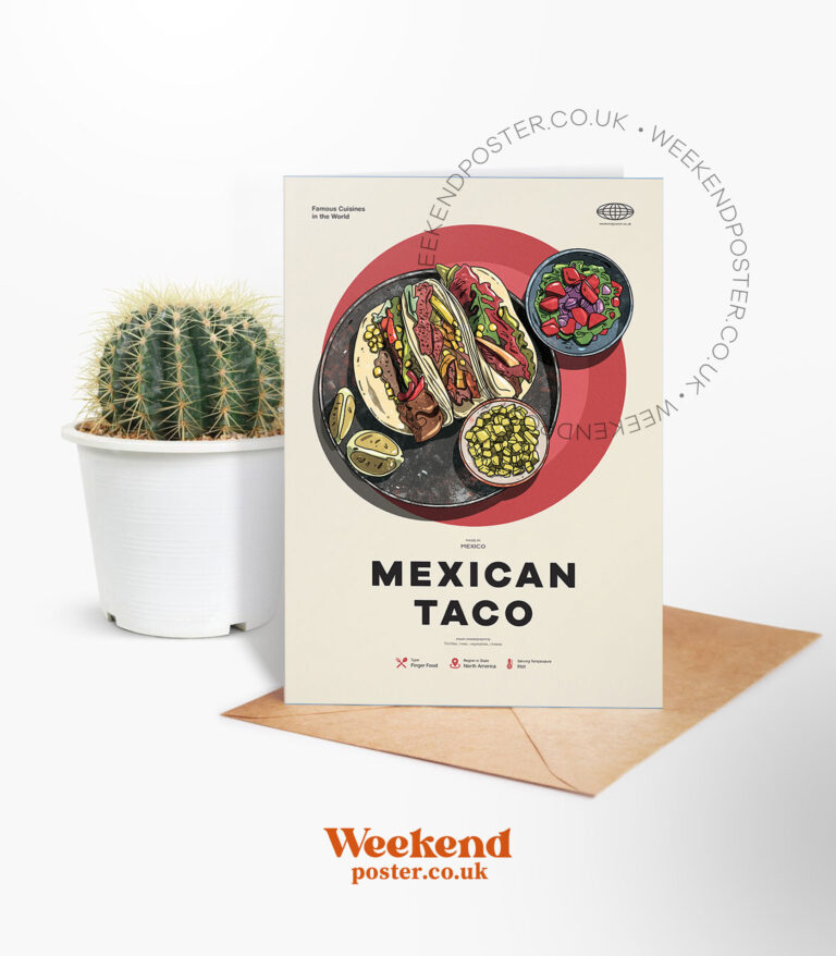 Mid-century modern Mexican Taco recipe greeting card