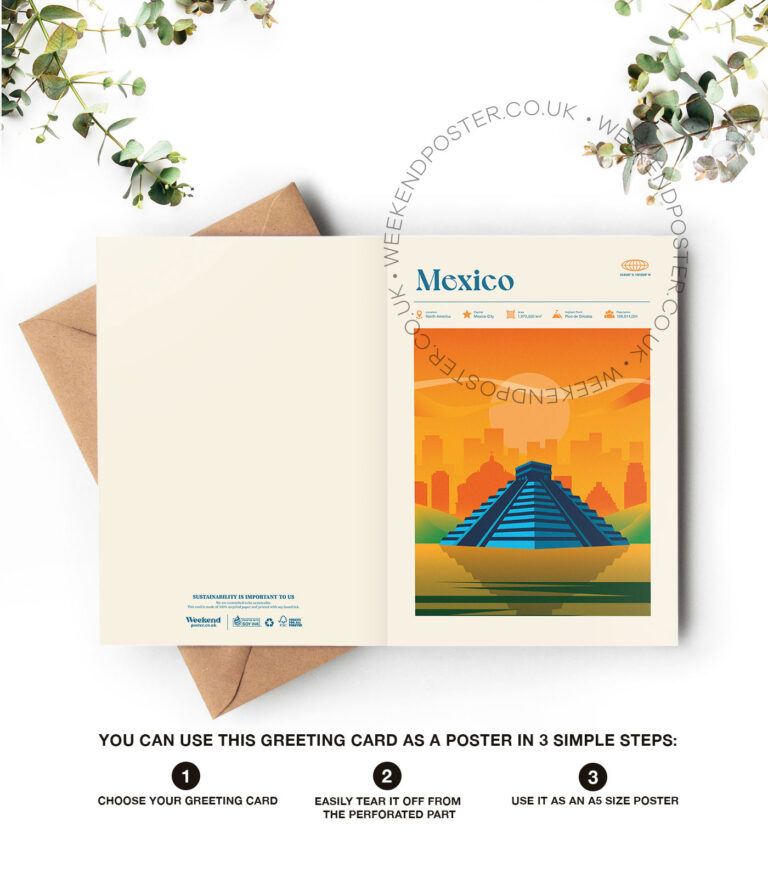 Mid-century modern Mexico retro travel greeting card
