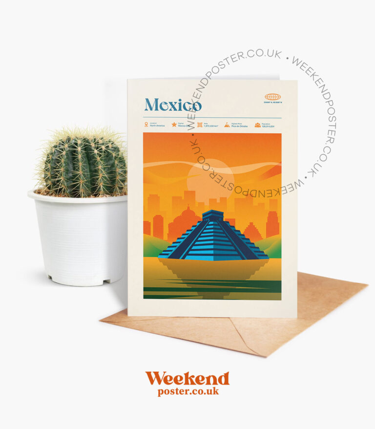 Mid-century modern Mexico retro travel greeting card
