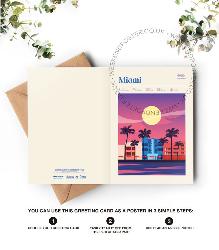Mid-century modern Miami retro travel greeting card