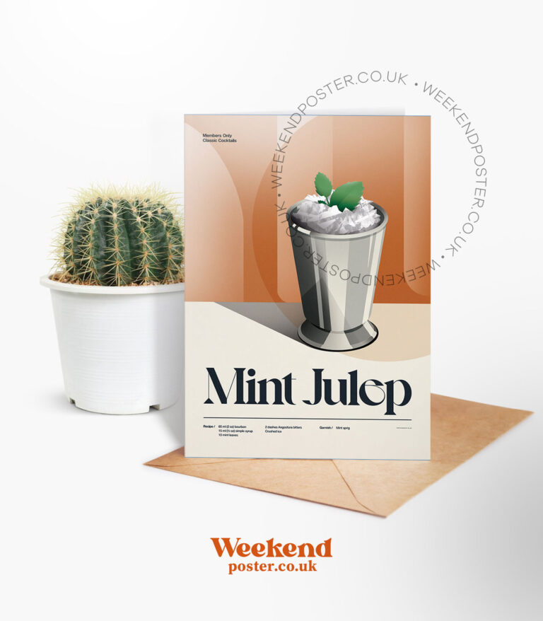Mid-century retro Mint Julep Cocktail greeting card