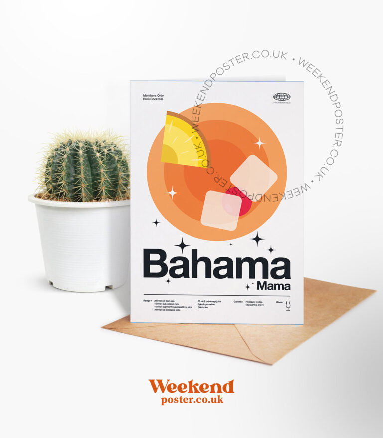 Mid-century modern Bahama Mama Cocktail greeting card