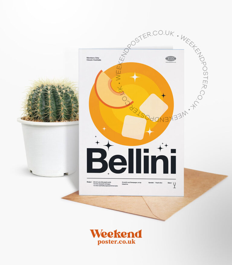 Mid-century modern Bellini Cocktail greeting card