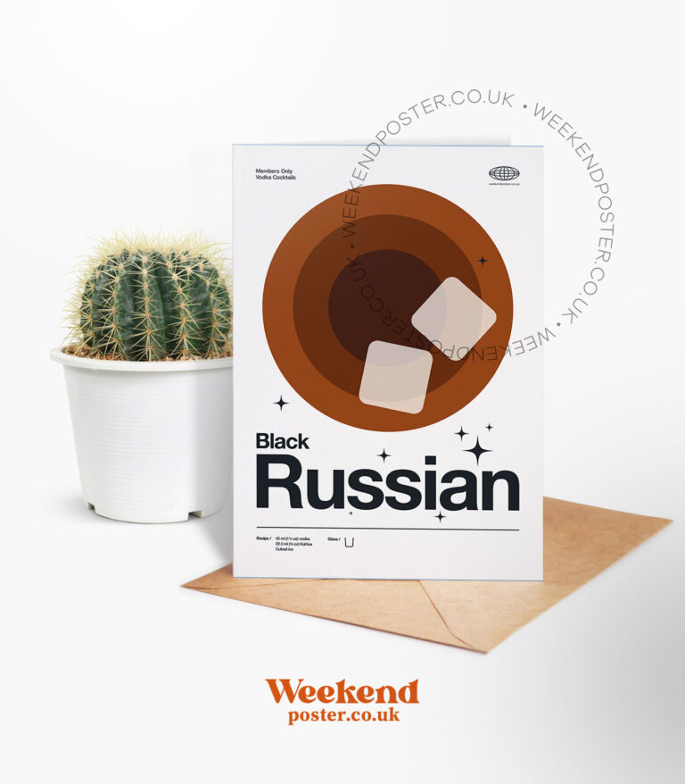 Mid-century modern Black Russian Cocktail greeting card