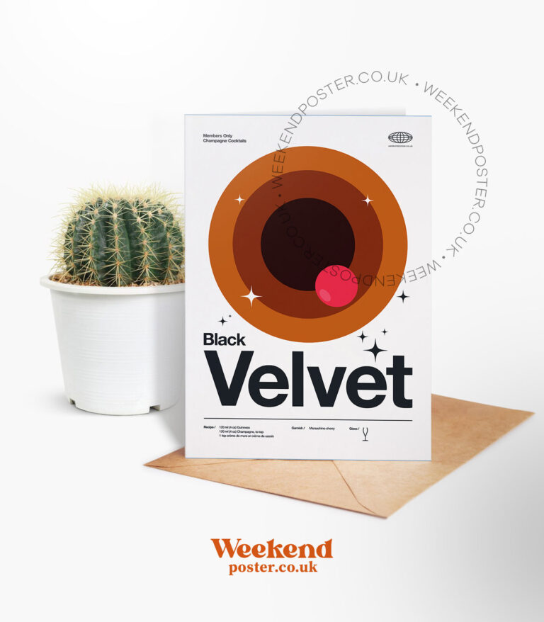 Mid-century modern Black Velvet Cocktail greeting card