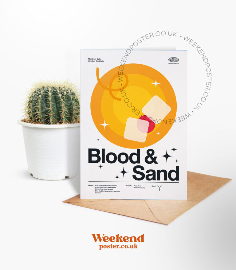 Mid-century modern Blood & Sand Cocktail greeting card