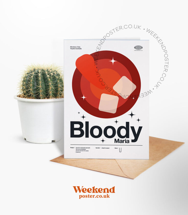 Mid-century modern Bloody Maria Cocktail greeting card