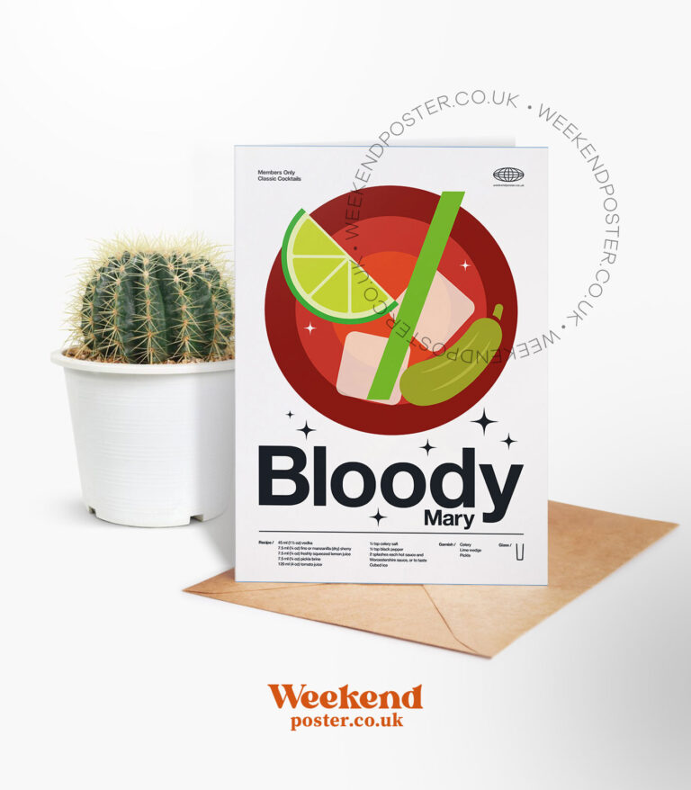 Mid-century modern Bloody Mary Cocktail greeting card