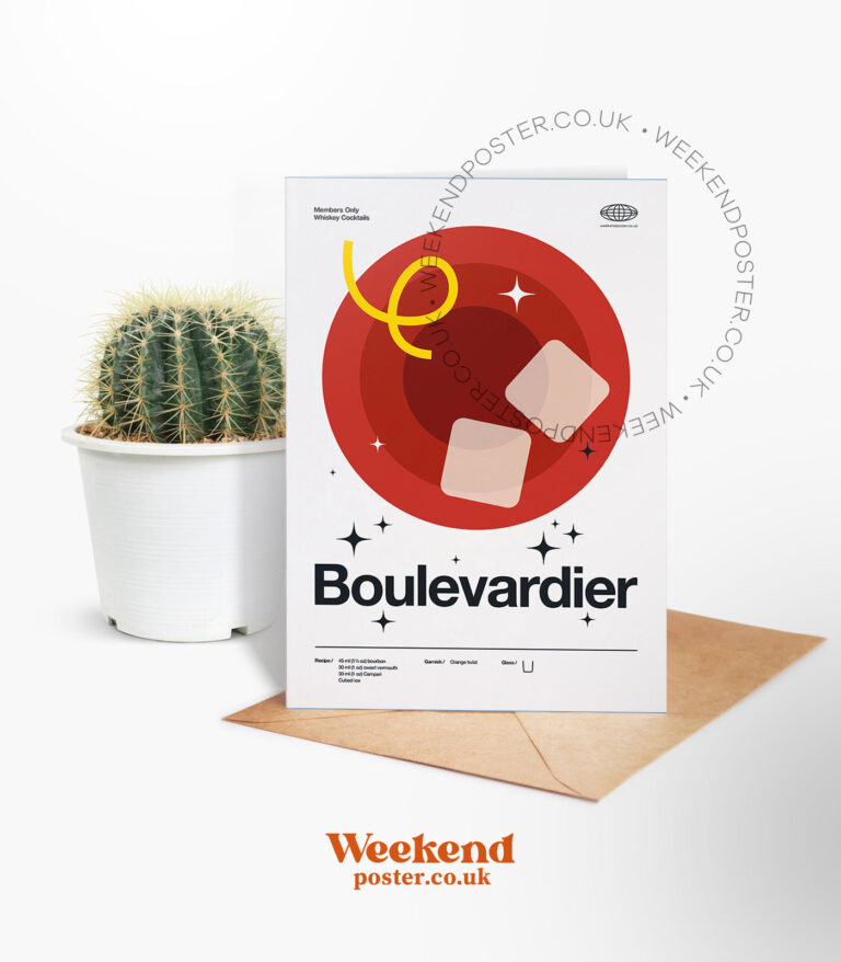Mid-century modern Boulevardier Cocktail greeting card