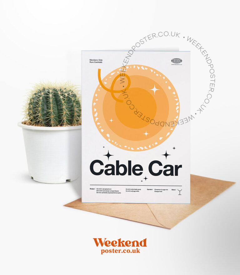 Mid-century modern Cable Car Cocktail greeting card