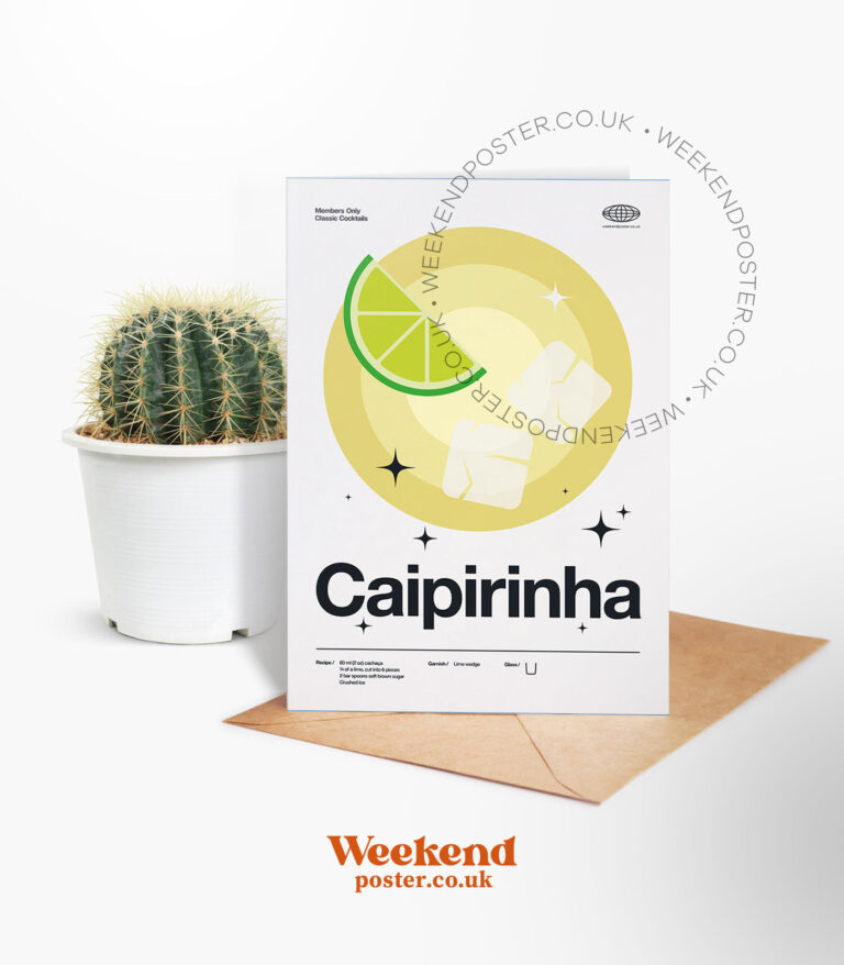 Mid-century modern Caipirinha Cocktail greeting card