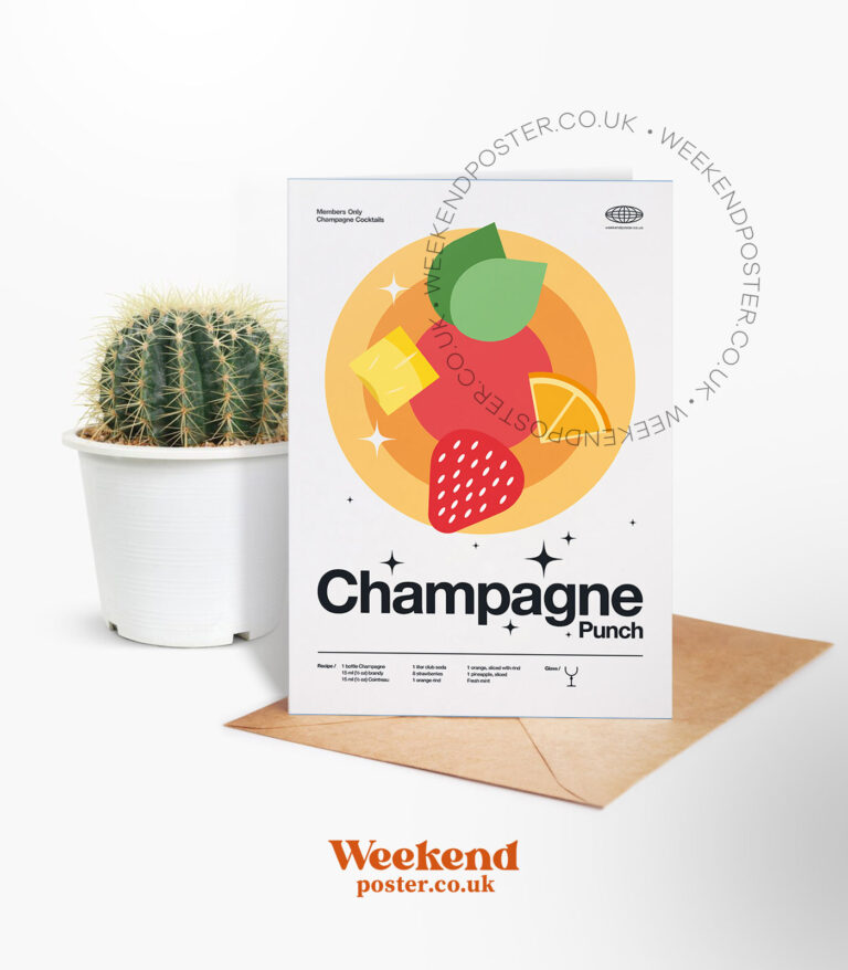 Mid-century modern Champagne Punch Cocktail greeting card