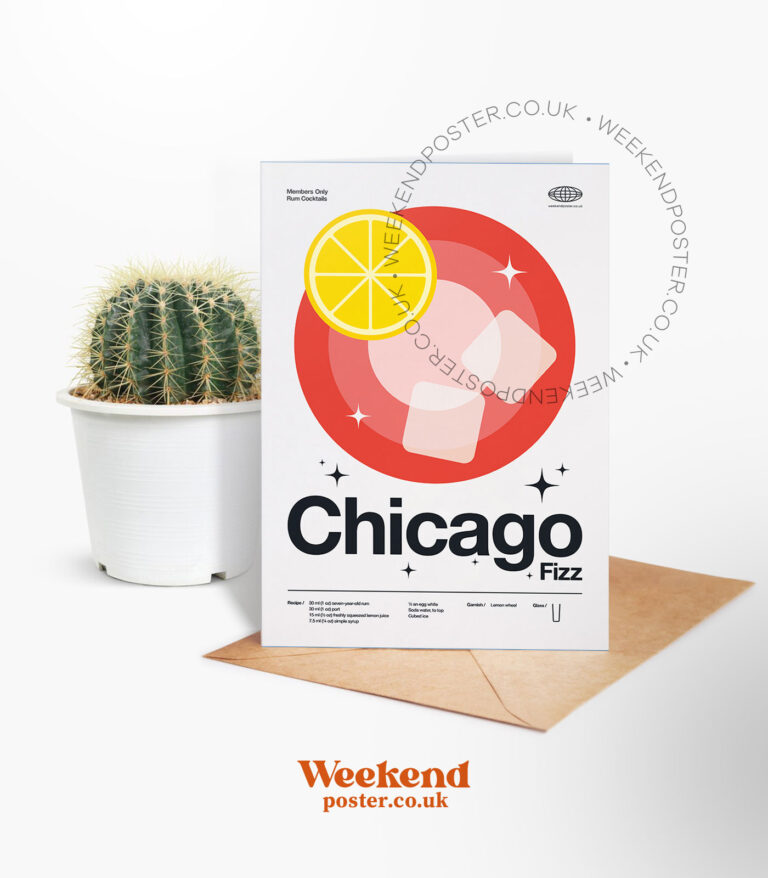 Mid-century modern Chicago Fizz Cocktail greeting card