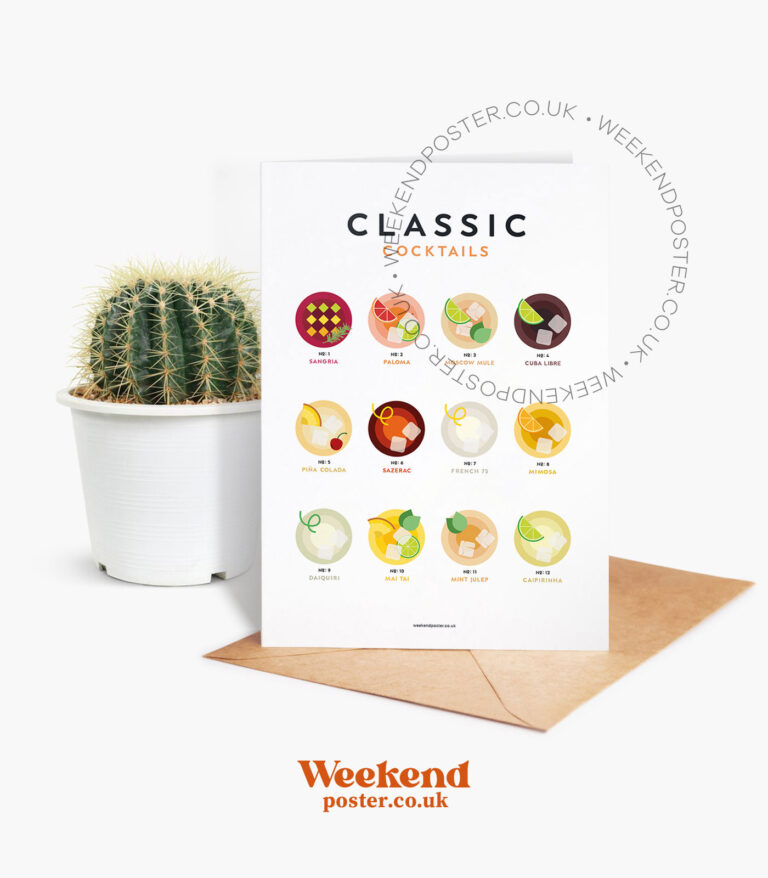 Mid-century modern Classic Cocktails Guide greeting card