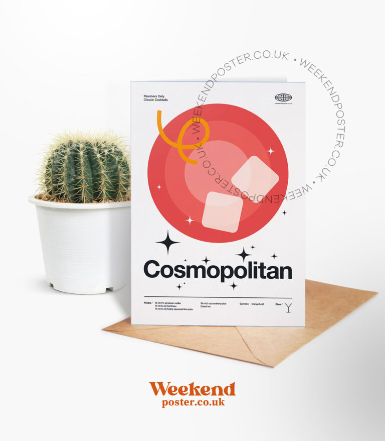 Mid-century modern Cosmopolitan Cocktail greeting card