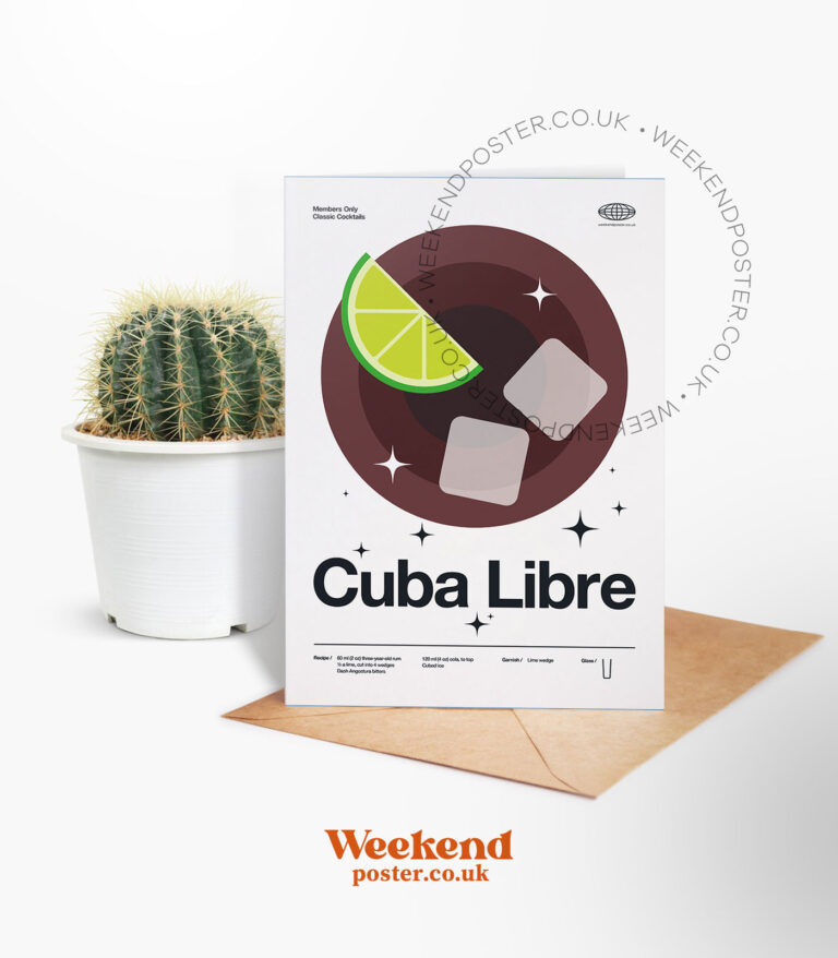 Mid-century modern Cuba Libre Cocktail greeting card