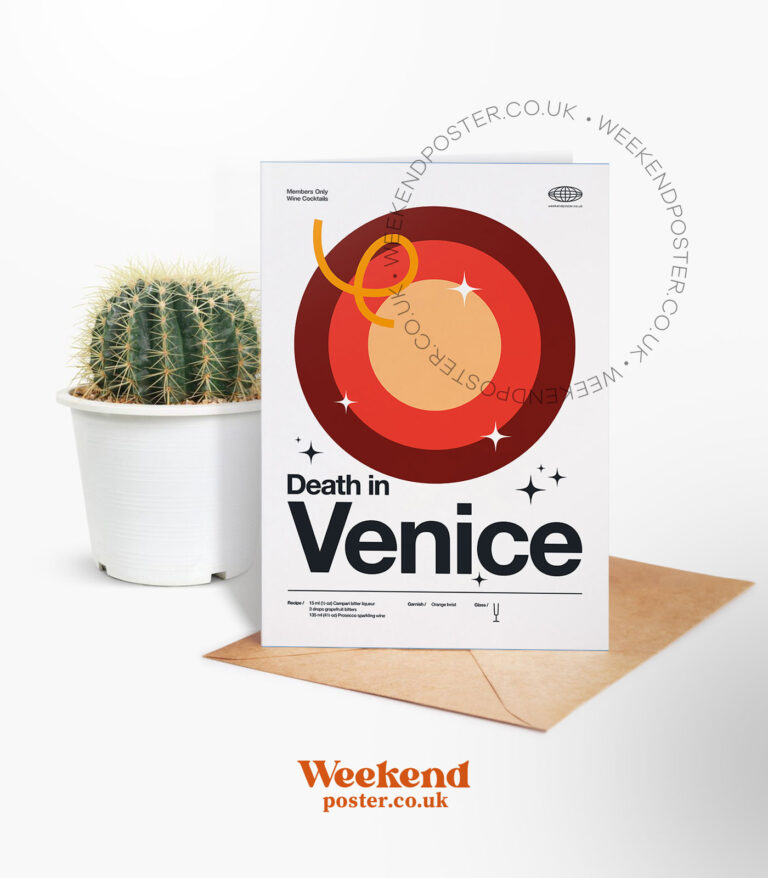 Mid-century modern Death in Venice Cocktail greeting card