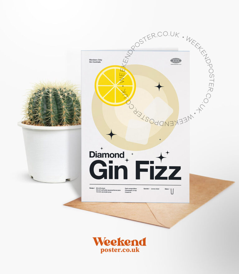 Mid-century modern Diamond Gin Fizz Cocktail greeting card