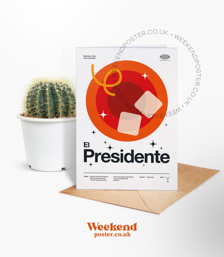 Mid-century modern El Presidente Cocktail greeting card