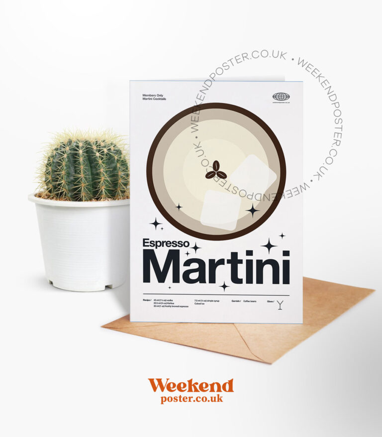 Mid-century modern Espresso Martini Cocktail greeting card