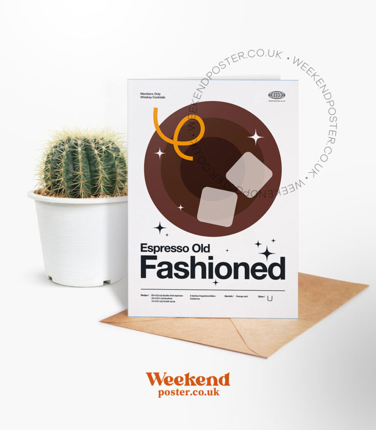 Mid-century modern Espresso Old Fashioned Cocktail greeting card