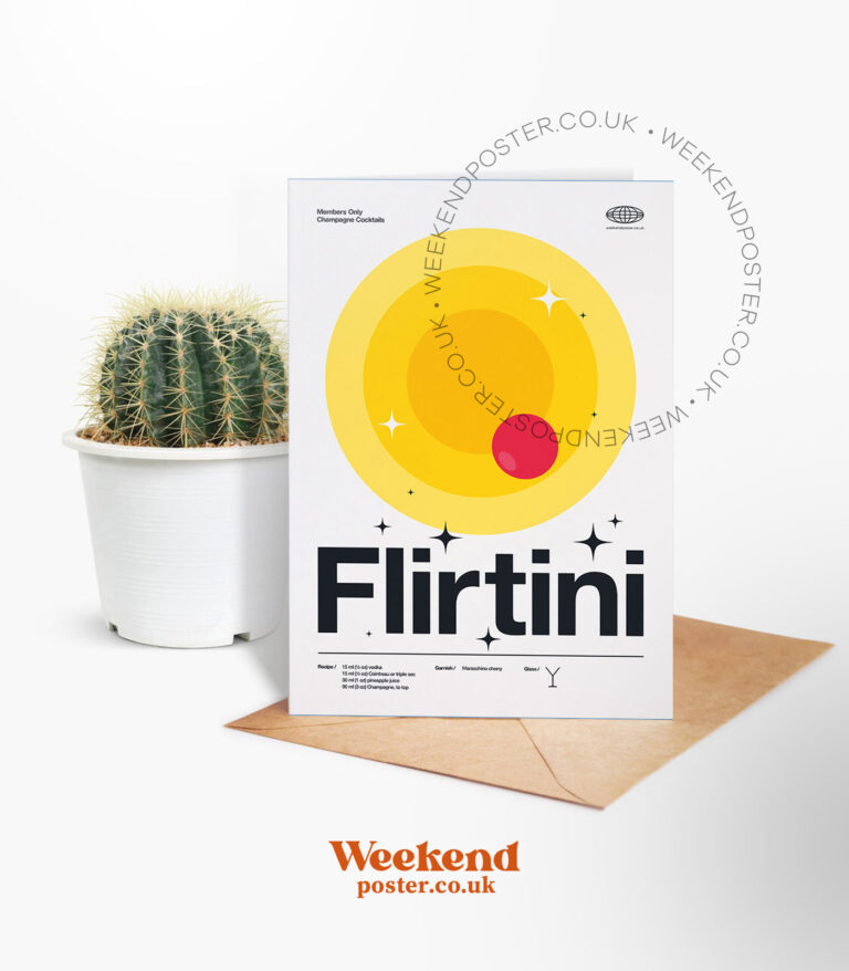 Mid-century modern Flirtini Cocktail greeting card