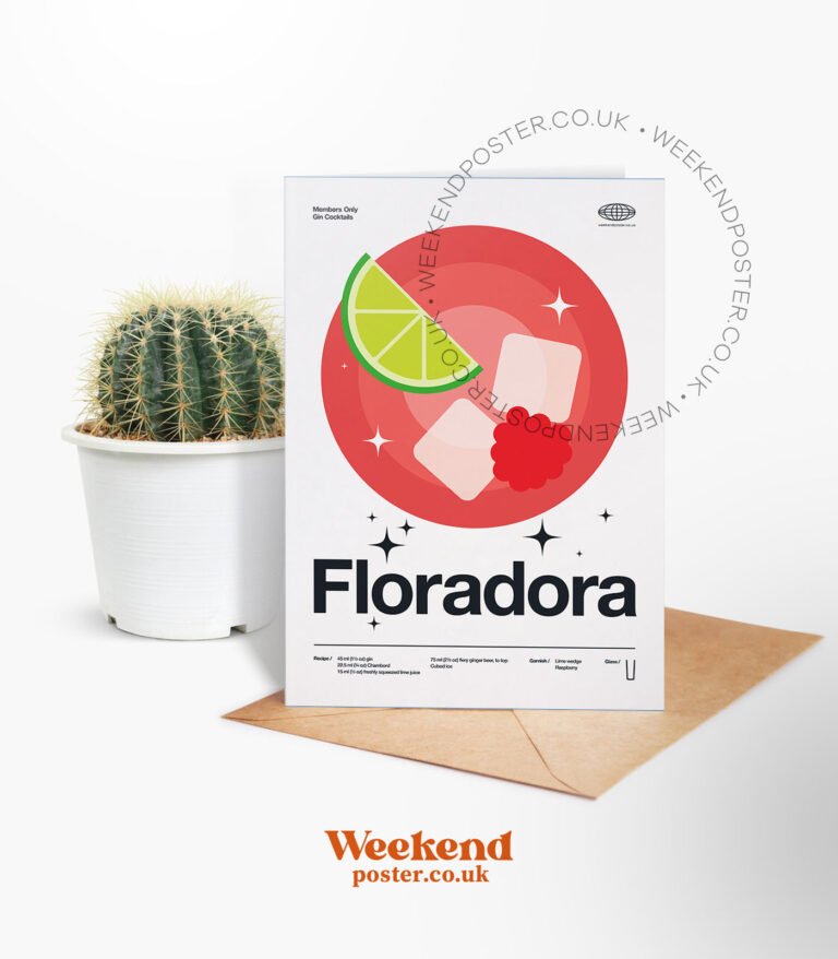 Mid-century modern Floradora Cocktail greeting card
