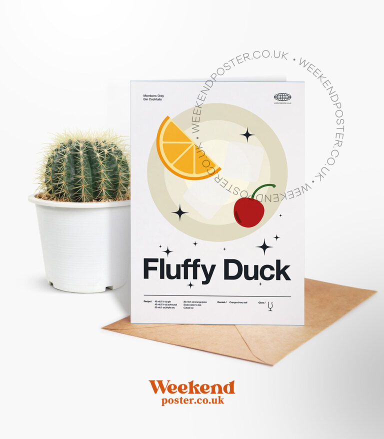 Mid-century modern Fluffy Duck Cocktail greeting card
